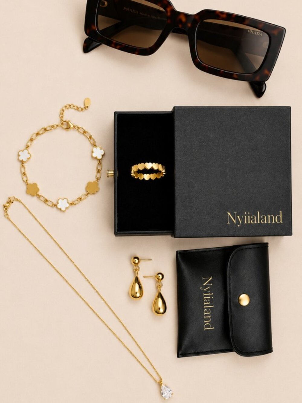 Tortoiseshell Sunnies & Gold Jewelry Bundle